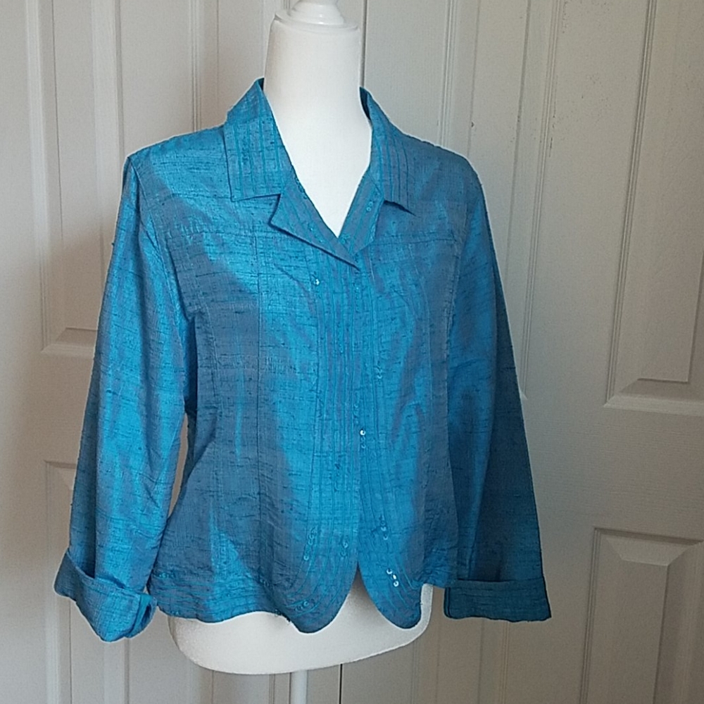 Chico's Teal Buttonless Jacket